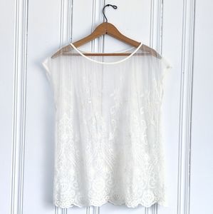 Embroidered Mesh Blouse